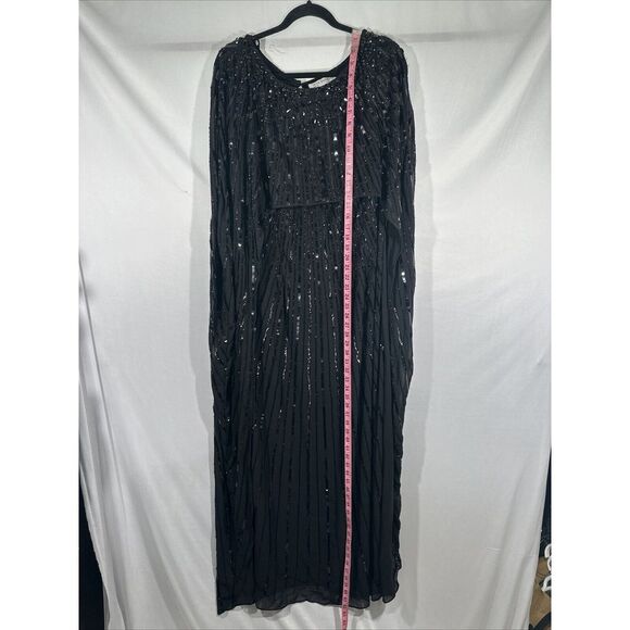 NWT‎ $798 Mac Duggal [ 16 ] 93869 Beaded Embellished Column Cape Gown Black - Picture 8 of 16